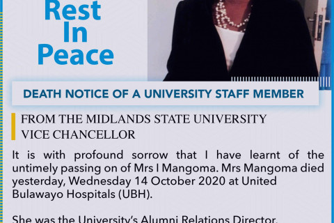 DEATH NOTICE - MRS I MANGOMA