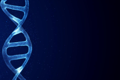 DNA structure in dark background. Science and medicine concepts.